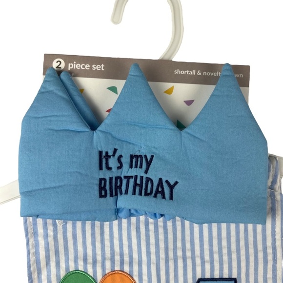 Baby Starters Boys First Birthday Coverall Romper and Crown Set - Size 12M - Picture 2 of 3